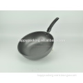 high quality Iron deep frying pan/ black wok with handle/cookware